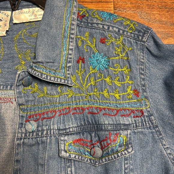 Vintage Country Wear Casuals Lorree G. Star Denim Jacket With Embroidery Size PL - Picture 4 of 15
